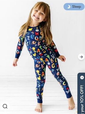 NIP Little Sleepies Navy Alphabet Friends Two-Piece